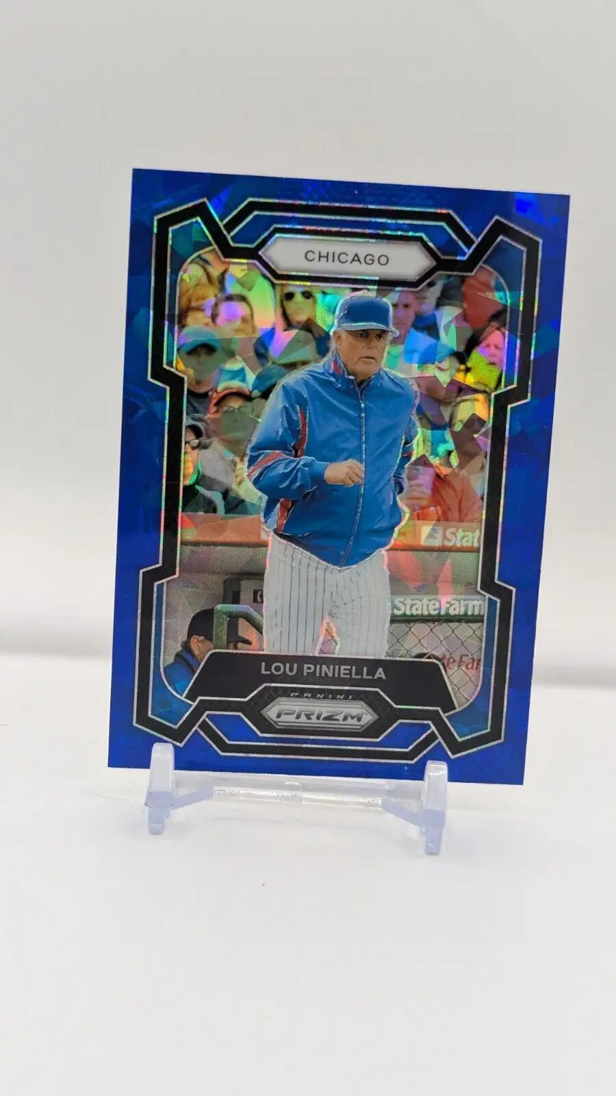 Lou Piniella Chicago Cubs baseball card from 2024 Panini Prizm Blue Ice collection