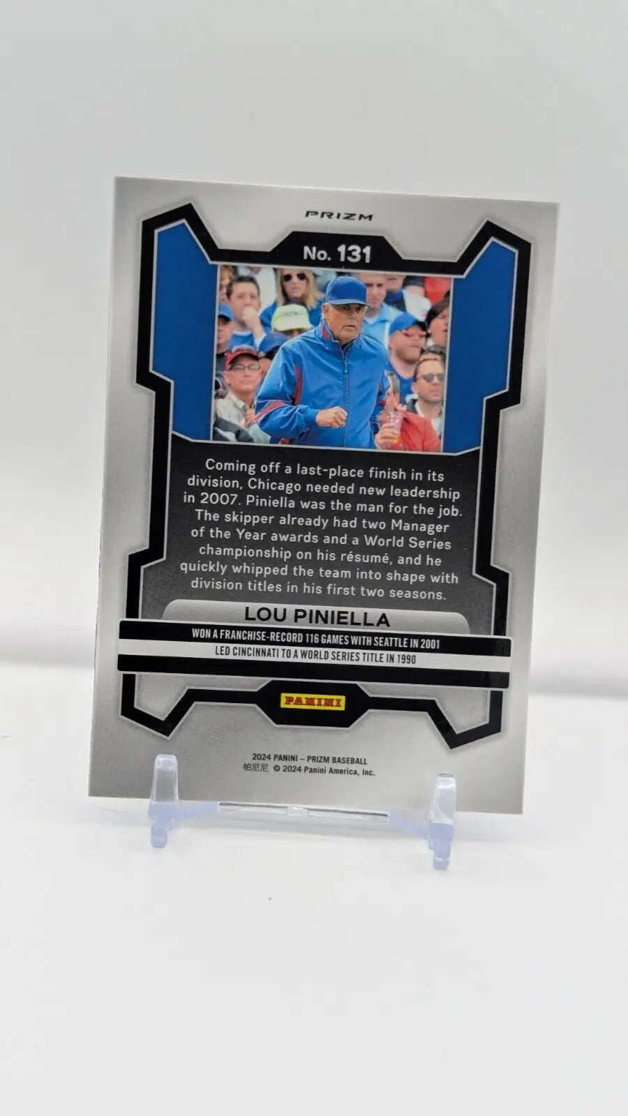 Lou Piniella baseball card from #131 2024 Panini Prizm Blue Ice Chicago Cubs collection