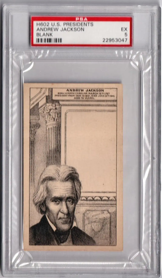 PSA-graded vintage trading card of Andrew Jackson from Columbia Hobby, box free shipping