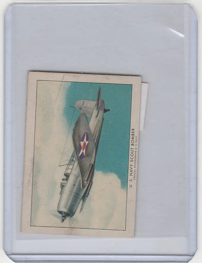 Vintage trading card of Scout Bomber from Wings Cigarettes American Airplanes Series