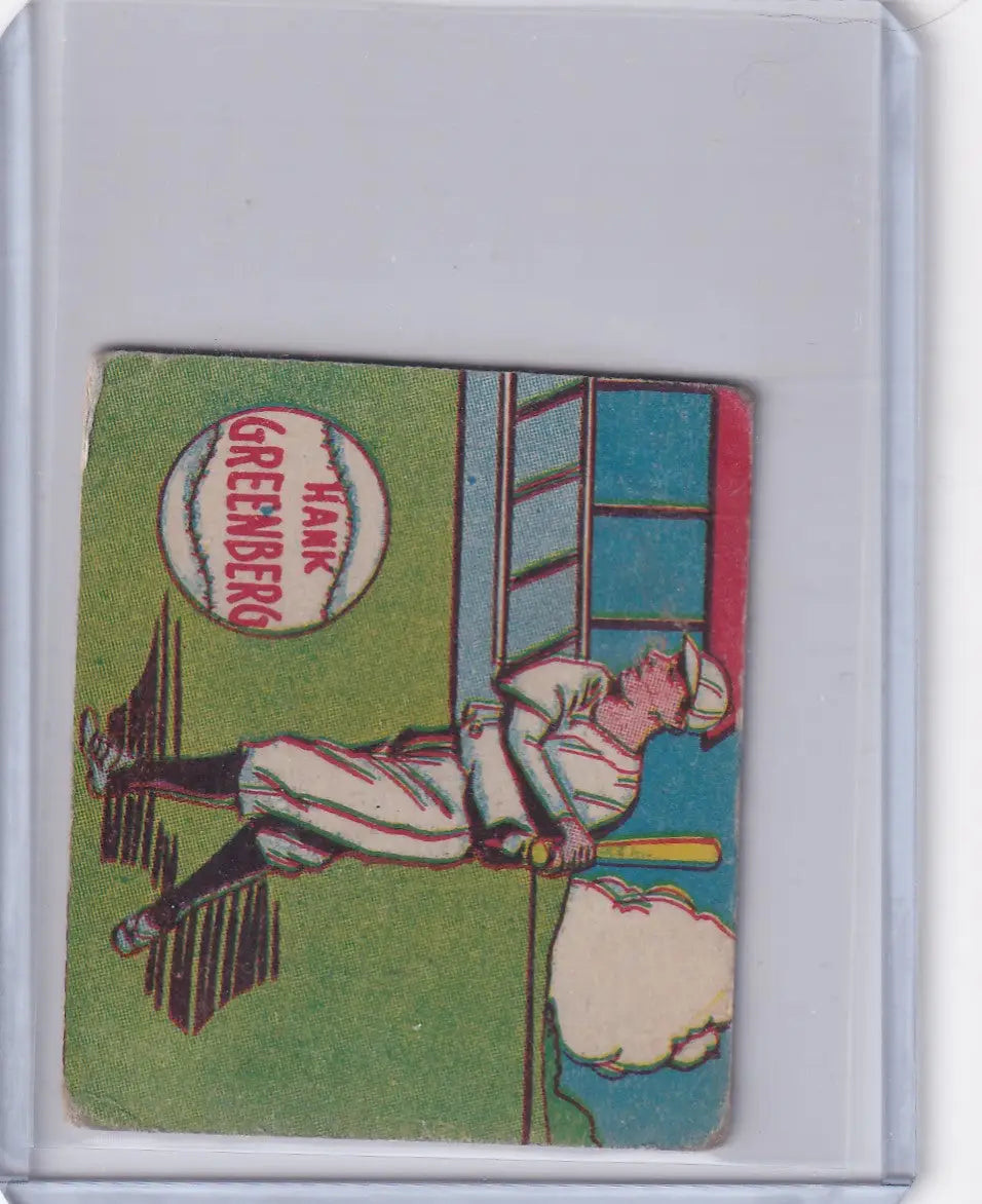 Vintage Baseball Card of Hank Greenberg Swinging for the Detroit Tigers