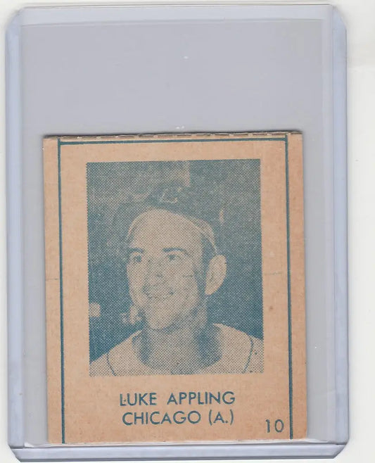 Vintage 1948 R346 Blue Tint Luke Appling Chicago White Sox baseball card smiling player