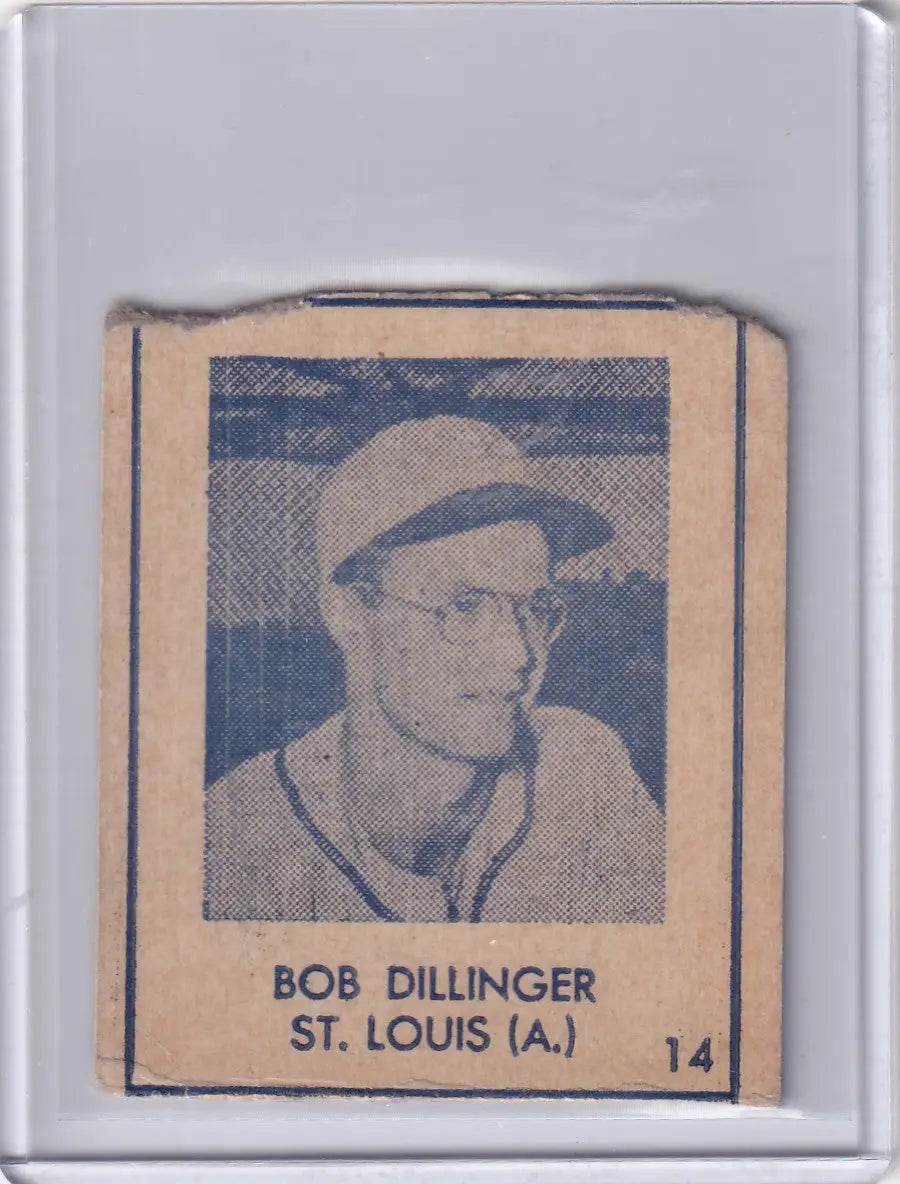 Vintage R346 Blue Tint baseball card of Bob Dillinger from the St. Louis Browns