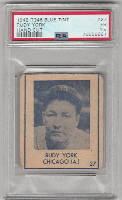 Graded 1948 R346 Blue Tint #27 Rudy York Chicago White Sox PSA 1.5 baseball card