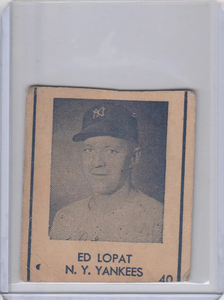 1948 R346 Blue Tint #40 Ed Lopat New York Yankees baseball card image for collectors