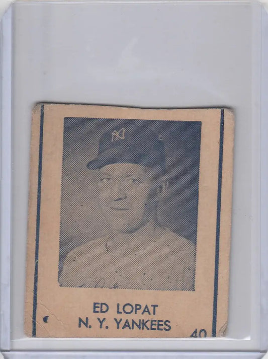 1948 R346 Blue Tint #40 Ed Lopat New York Yankees baseball card image for collectors