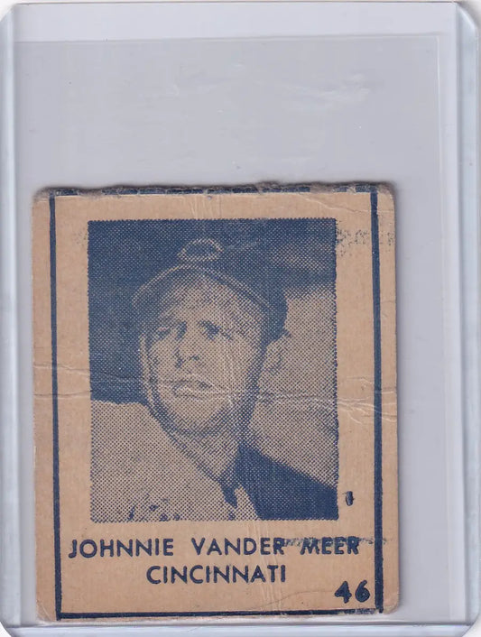 Vintage 1948 R346 Blue Tint Johnnie Vander Meer baseball card from Cincinnati Reds