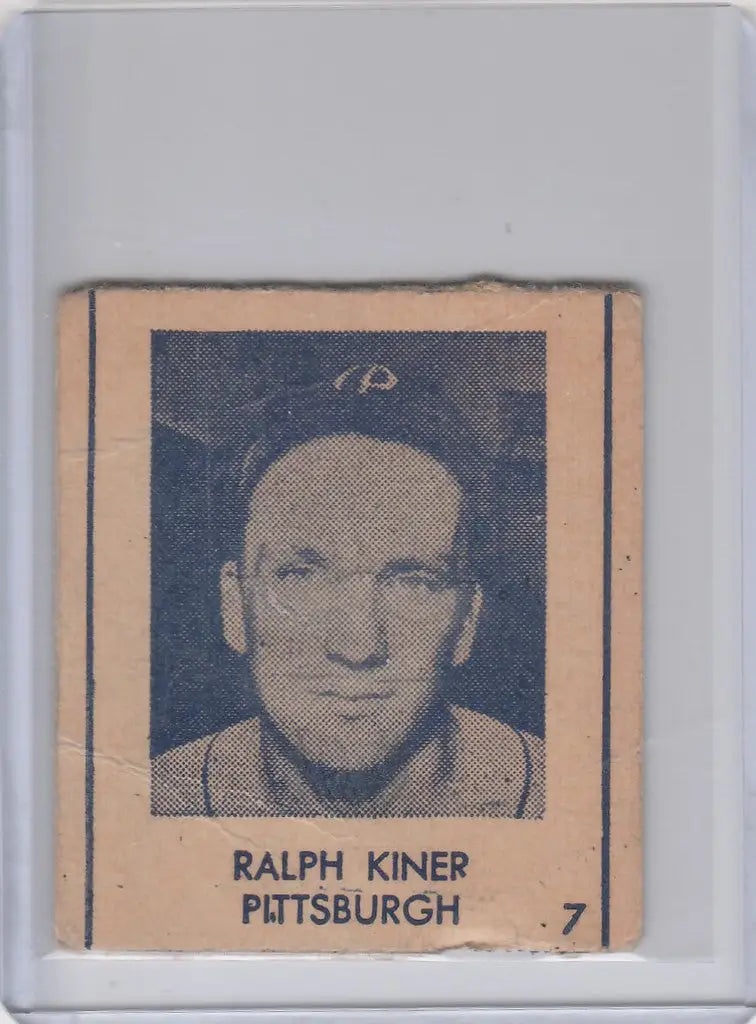 Vintage baseball card of Ralph Kiner Pittsburgh Pirates R346 Blue Tint #7 headshot