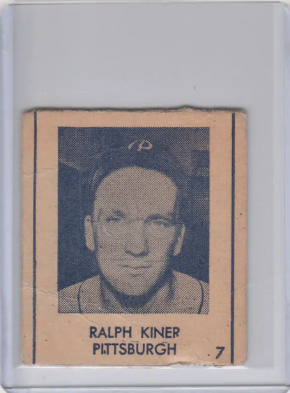 Vintage baseball card of Ralph Kiner Pittsburgh Pirates R346 Blue Tint #7 headshot