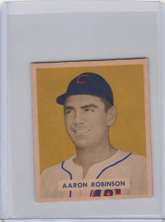 Vintage 1949 Bowman #133 Aaron Robinson Detroit Tigers EXMT baseball card with cap