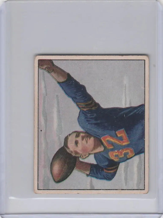 Vintage football trading card of Johnny Lujack Chicago Bears in blue jersey number 24