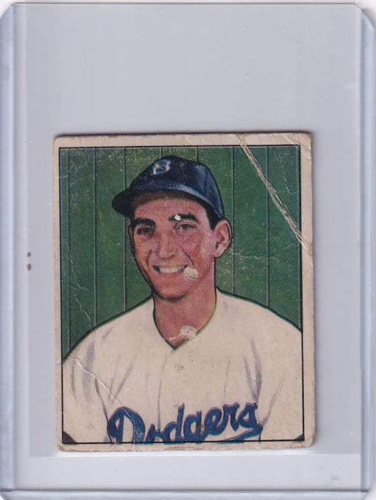 Vintage Bowman Baseball card of Ralph Branca from the Brooklyn Dodgers in navy cap