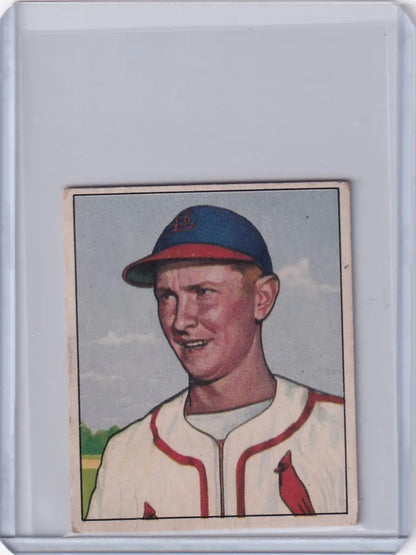 Vintage 1950 Bowman Baseball card featuring Red Schoendienst in St. Louis Cardinals uniform