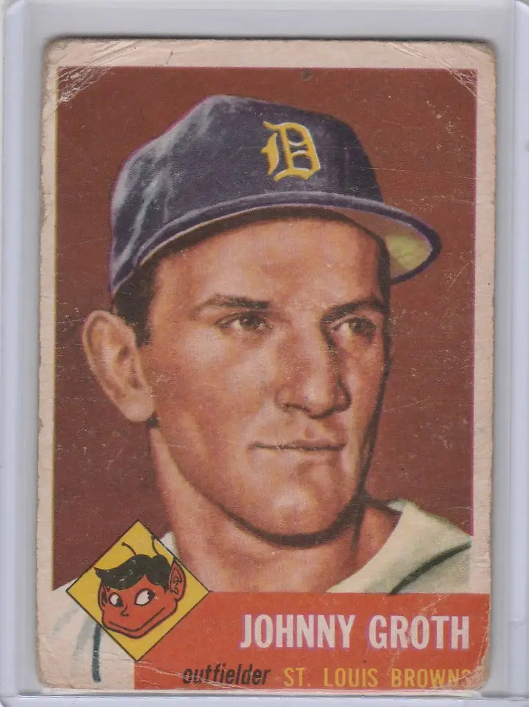 Baseball card of Johnny Groth from St Louis Browns in 1953 Topps #36 design