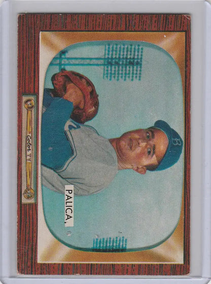 Baseball card of Erv Palica in light uniform and blue cap for Brooklyn Dodgers collectors