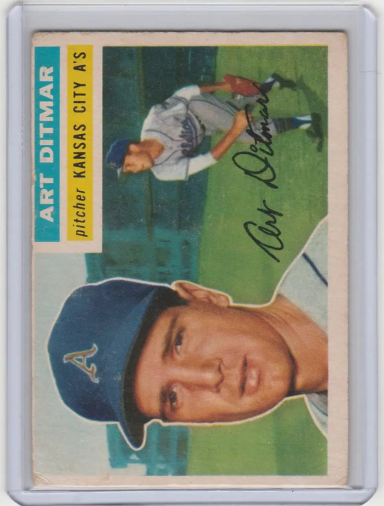 Art Ditmar Kansas City Athletics baseball card from 1956 Topps #258 in EXMT condition