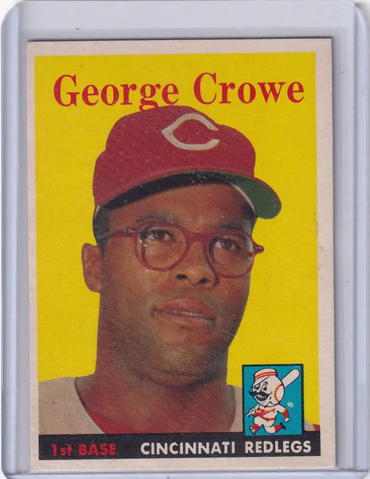 Baseball card of George Crowe Cincinnati Reds from 1958 Topps Baseball series