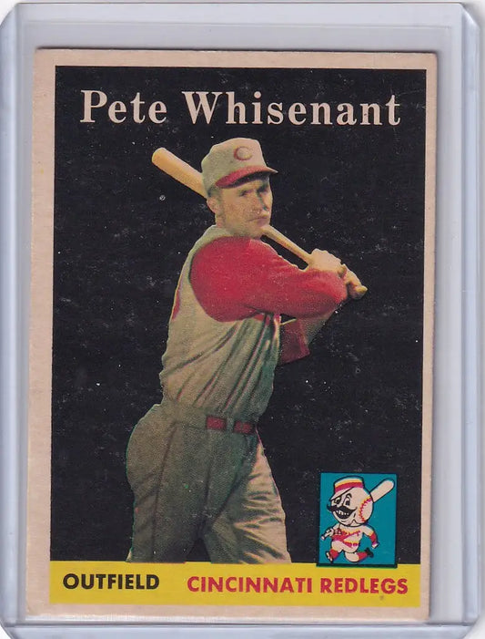 Baseball card of Pete Whisenant in batting stance for Cincinnati Reds - Topps Baseball