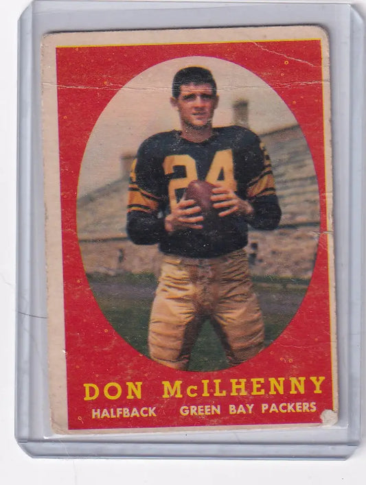 Vintage Topps Football card of Don McIlhenny with Green Bay Packers uniform