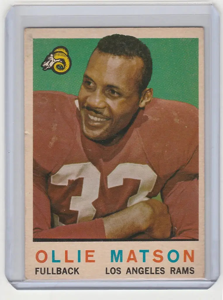 Vintage football card of Ollie Matson, Los Angeles Rams fullback, jersey number 33