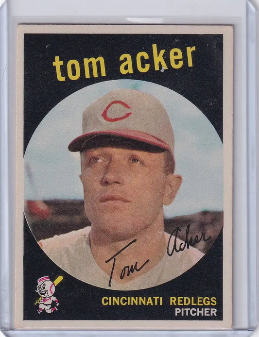 Vintage Topps Baseball card of Tom Acker from Cincinnati Reds displayed for sale