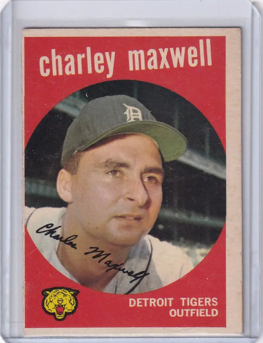 Vintage 1959 Topps Baseball card of Charlie Maxwell, Detroit Tigers outfielder