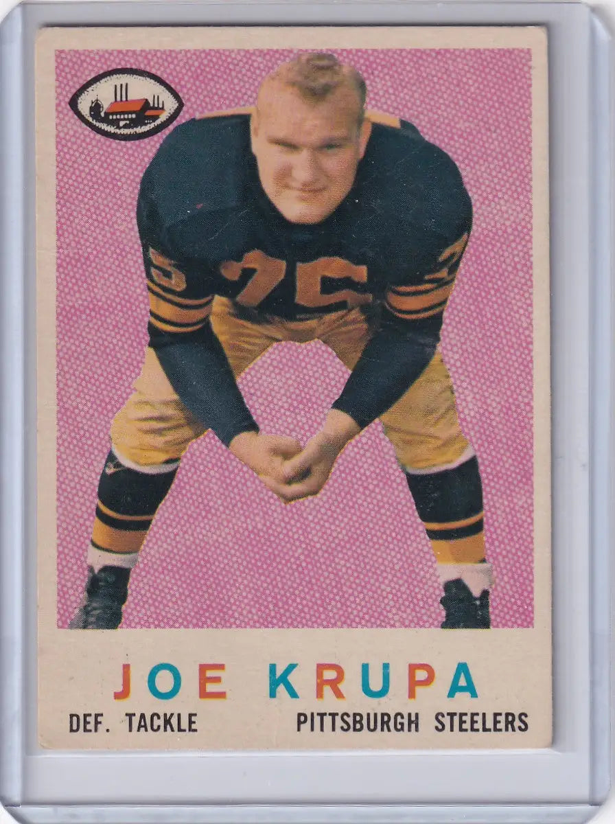 Vintage 1959 Topps Football card of Joe Krupa, Pittsburgh Steelers defensive tackle