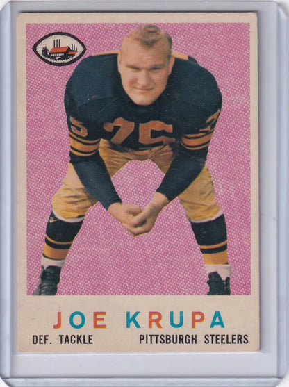 Vintage 1959 Topps Football card of Joe Krupa, Pittsburgh Steelers defensive tackle