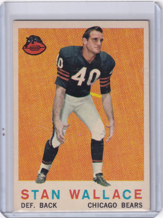 Vintage 1959 Topps Football card of Stan Wallace, Chicago Bears defensive back, number 40