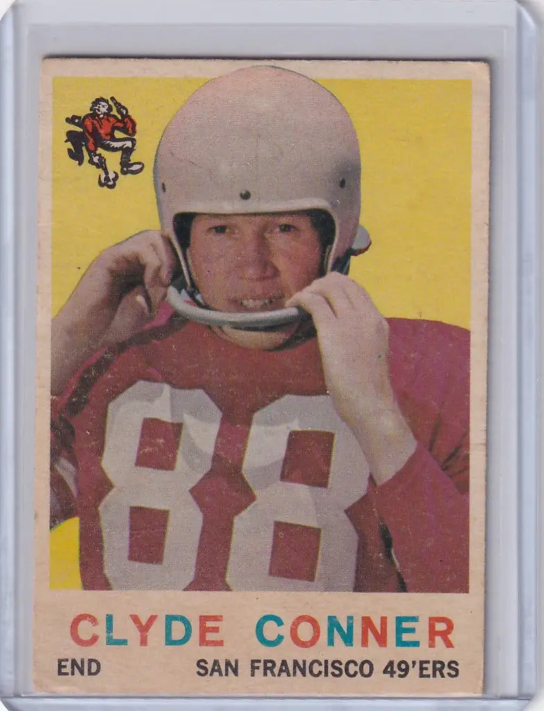 Vintage Topps Football card of Clyde Conner from the San Francisco 49ers