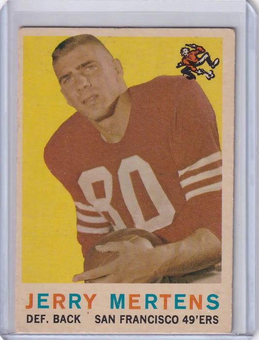 Vintage Topps Football trading card of Jerry Mertens, San Francisco 49ers player