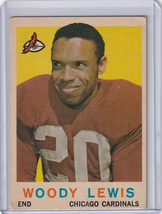 Vintage Topps Football card of Woodley Lewis from the Chicago Cardinals