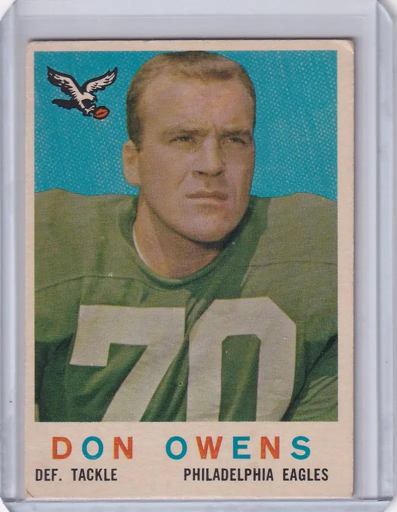 Vintage Topps Football card of Don Owens RC UER, Philadelphia Eagles, jersey 70