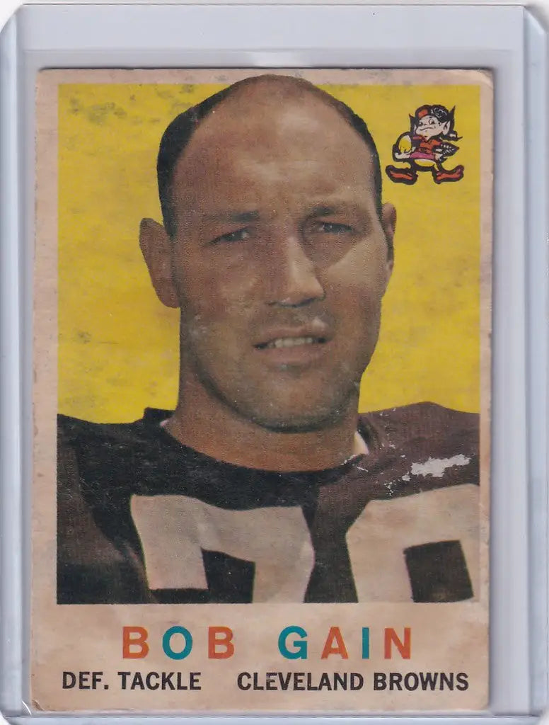 Vintage 1959 Topps Football card of Bob Gain, Cleveland Browns defensive tackle