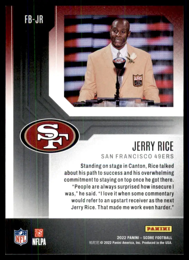 2022 Score First Ballot Jerry Rice San Francisco 49ers #FB-JR