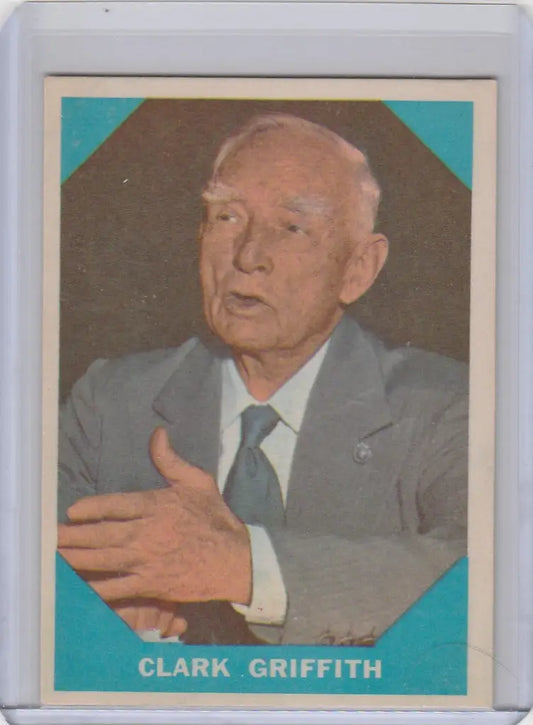 Vintage trading card of Clark Griffith Washington Senators from Fleer Baseball Greats EXMT