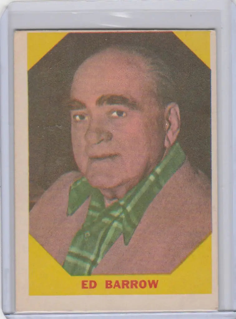 Vintage Fleer Baseball Greats card featuring Ed Barrow, New York Yankees EXMT condition