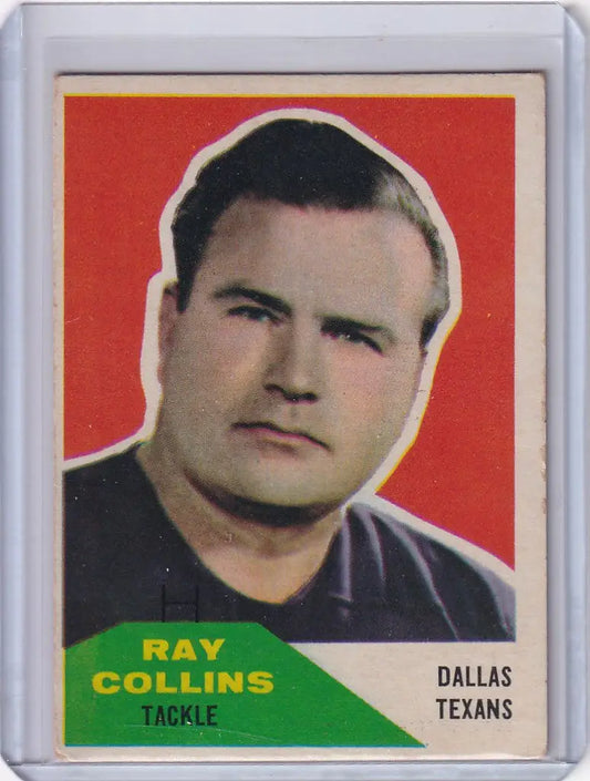 Vintage Fleer Football trading card of Ray Collins from the Dallas Texans