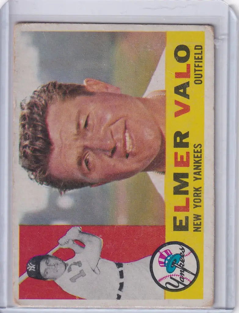 1960 Topps #237 Elmer Valo Baseball card with Yankees player inset image