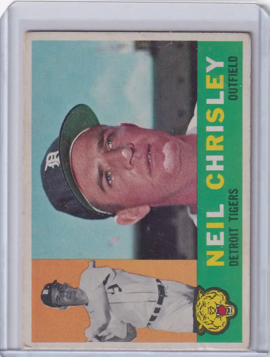 Vintage baseball trading card of Neil Chrisley from the Detroit Tigers 1960 Topps series