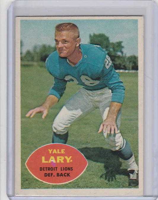 Vintage Yale Lary Detroit Lions football card in blue jersey EXMT condition