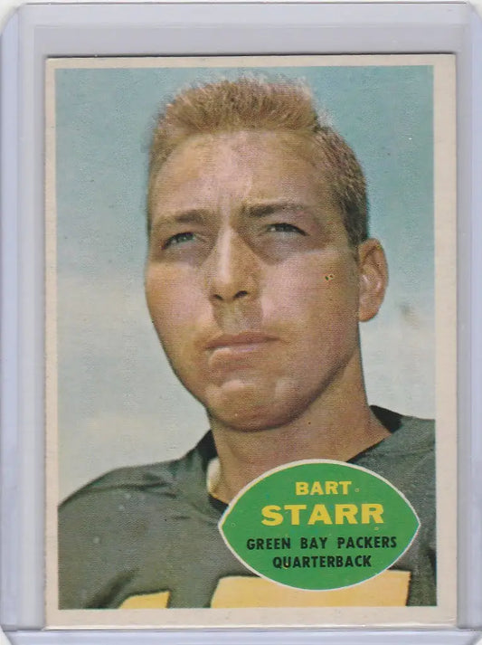 Vintage football card of Bart Starr, Green Bay Packers EXMT collectible