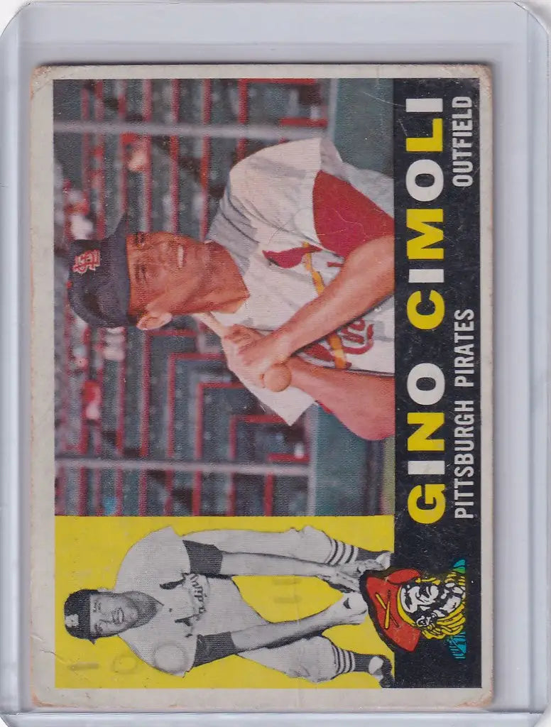 1960 Topps #58 Gino Cimoli baseball card showcasing Pittsburgh Pirates player images