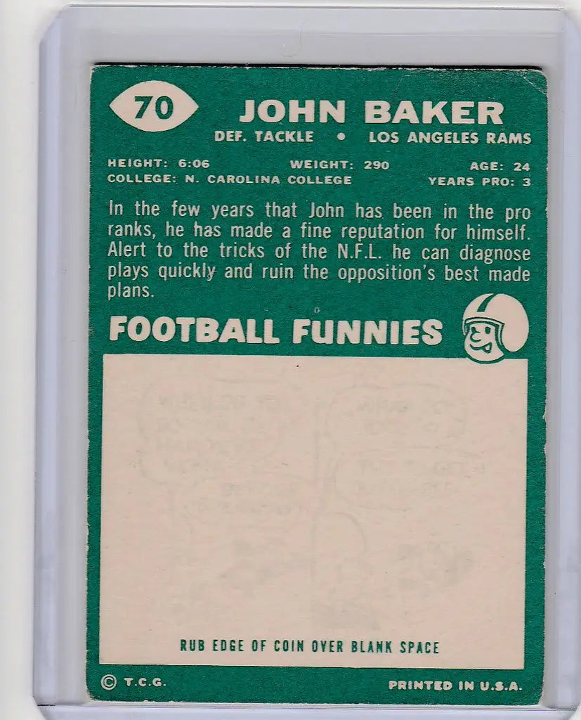 Vintage John Baker Los Angeles Rams trading card 1960 Topps EXMT