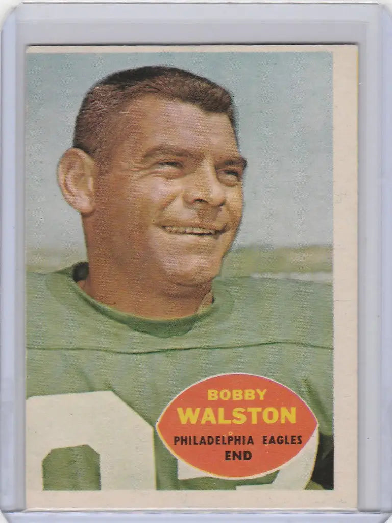 Vintage Bobby Walston Philadelphia Eagles football trading card featuring a smiling player