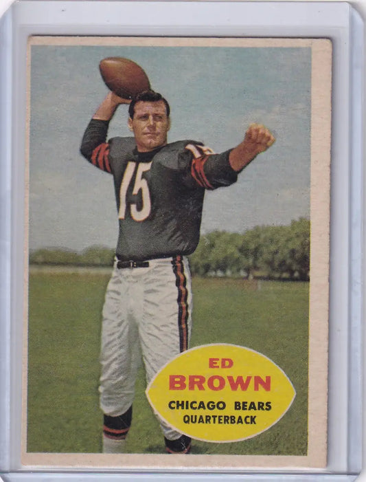 Vintage 1958 Topps Football card of Ed Brown - Chicago Bears quarterback in action