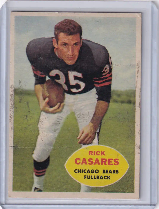 Vintage Topps Football card of Rick Casares, Chicago Bears fullback, jersey number 35