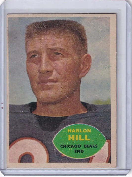 Vintage 1960 Topps Football card of Harlon Hill UER, Chicago Bears end player