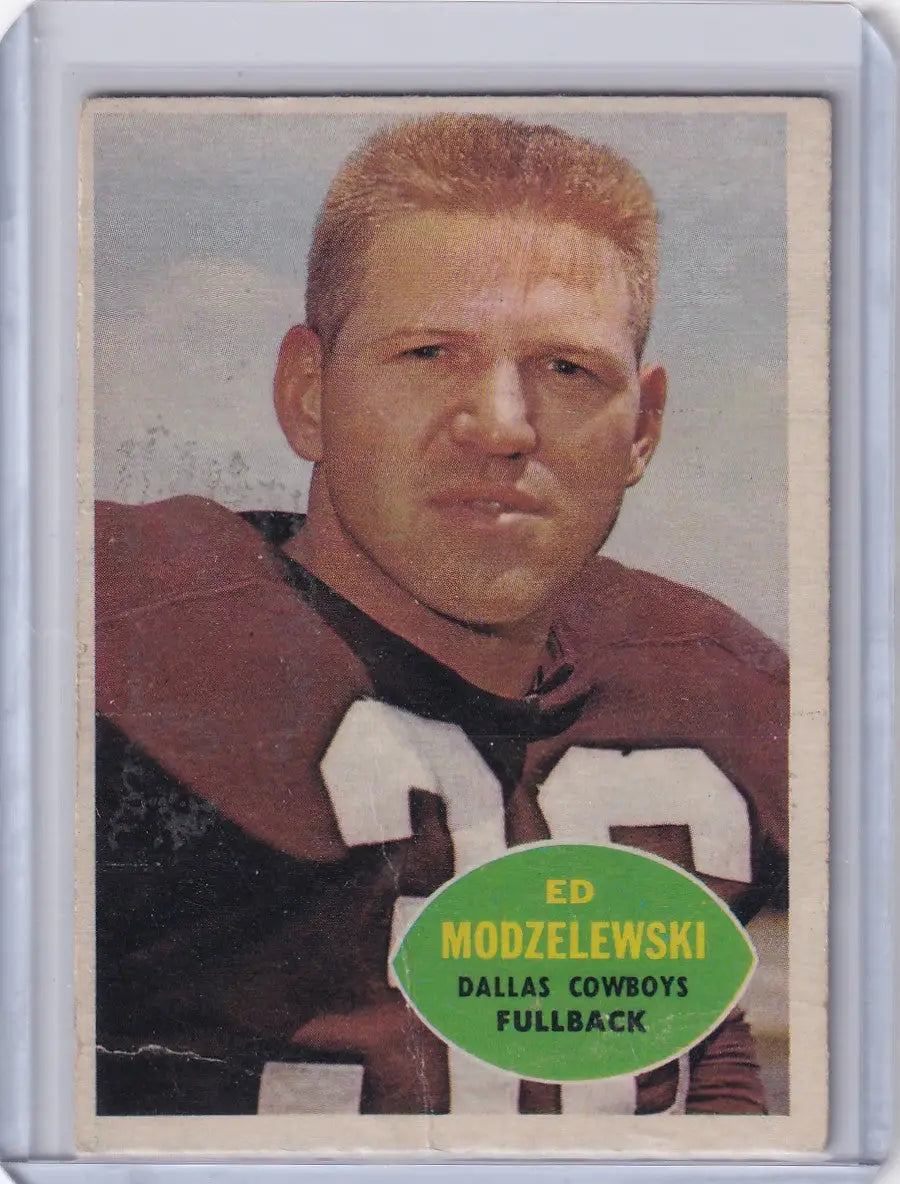 Vintage Topps Football card of Ed Modzelewski, Dallas Cowboys fullback in maroon jersey