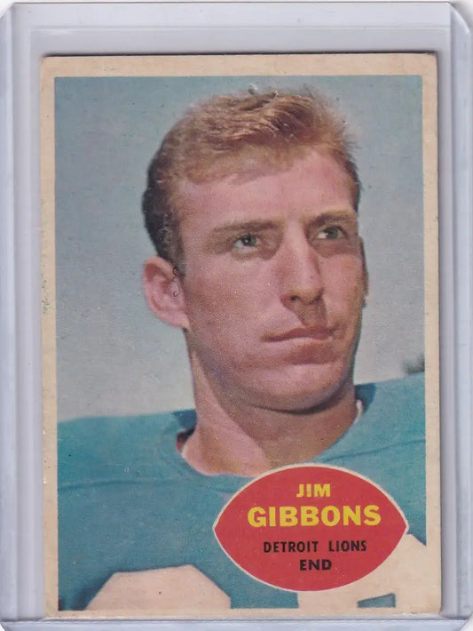 Football trading card of Jim Gibbons from the Detroit Lions by Topps Football